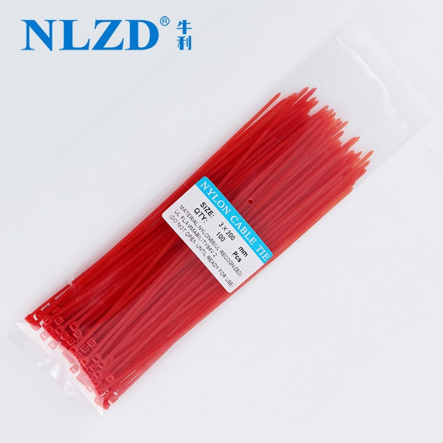 200mm Self-locking Nylon Cable Ties 8inch 100pcs 12 color Plastic Zip Tie 18 lbs black wire binding wrap straps UL Certified